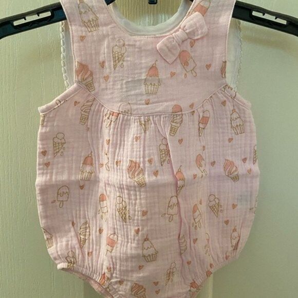 Mud Pie Baby Girls My First Birthday Ice Cream Romper Bib Size 9-12 Months NWT - Picture 3 of 6